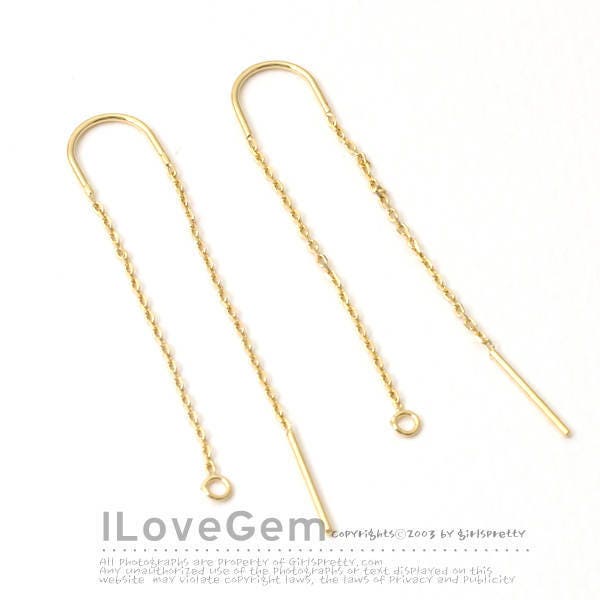 NP-1901 Gold, U Ear Thread, 45mm, Long Chain Earrings, Ear Thread Earrings, Dainty Earrings, Thread Earring Component