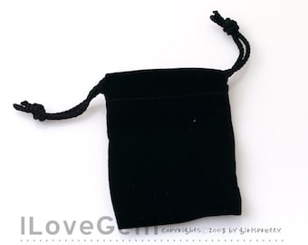 2pcs, PO01, Jewellery pouch, Square, Black, Velvet, Mini Size,  50X70mm