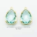 Erinite Color, Teardrop Glass Pendant, B057, Gold Plated Brass, 12X18mm, Faceted Glass Charm, Bezel Setting Jewelry Making product logo