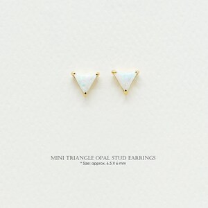 2PCS- Mini Triangle Opal Stud Earrings, NP-2241, Nickel Free Gold Plated Brass, 6.5X6mm, Minimal Everyday Post