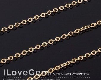 1 meter, Gold plated, 245SF Flat Cable chain, 245 SF Chains