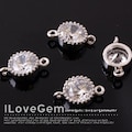 6mm CZ Connectors, NP-1173-06, Rhodium Plated over Brass, Clear Color Cubic Pendant, DIY Making Bridesmaid Wedding Jewelry