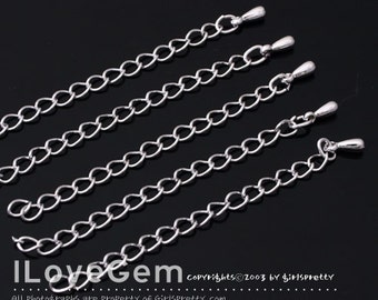 NP-1530, 2" Extender chain, Rhodium, 5cm Necklace Extender chain with teardrop, 2 inch Extender, Bracelet Extender chain