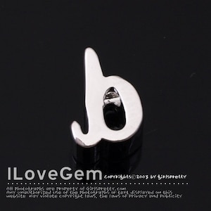 NP-1616 Rhodium Plated, Cursive Alphabet, Lower case, Pendant, b, 2pcs/ Initial beads, Letter, Personalized, Customized jewelry