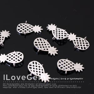 NP-1890 Matt Rhodium Plated, Pineapple bracelet connectors, 2 pcs