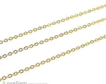 WSALE/10M// NP-2019 Gold plated, 230SF Flat Cable chain, Delicate Chain, Necklace chain, Thin Chain