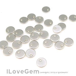 NP-1922 Matt Rhodium, 6mm, Flat Round, Personalized Stamping Blank, blank name pendant, 4pcs