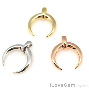 1PCS- Crescent Moon Pendant, COD754, Plated over Brass, Horn Charm Necklace Pendant
