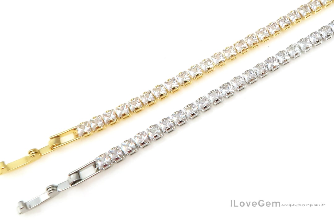 1pcs, NP-2441, 3mm Tennis Bracelet, Nickel Free Plated, 3mm