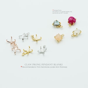 2PCS- Claw Prong Pendant Blanks, NP-2846, Plated Brass, 5 Prong Setting Charm For Gemstone