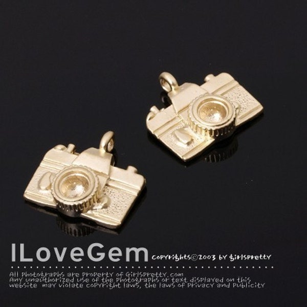 SALE/ 20pcs// Matt Gold plated over Pewter, Camera charm