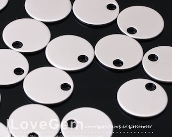 SALE/ 20pcs// NP-1639 Matt Rhodium Plated, 13mm, Flat Round, Personalized Stamping Blank, Pendant