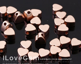 SALE/ 20pcs// NP-1556 Matt Rose Gold plated, Heart beads, Tiny Heart initial charm, 5mm, Rose Gold Heart Charms