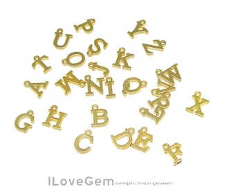 2pcs, NP-1953 Gold, Upper case, Mini Initial Pendant, Tiny Alphabet Pendant, Capital letter, Initial Charm, Personalized, Choose letters