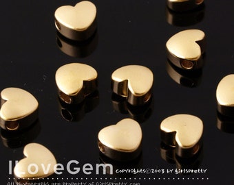 NP-1136, Matt Gold plated Over Brass, Mini Heart beads, Tiny Heart Necklace Pendant