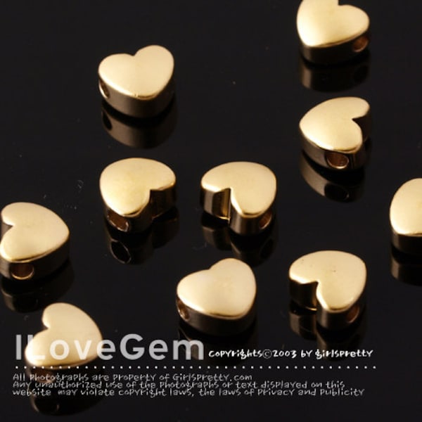 NP-1136, Matt Gold plated Over Brass, Mini Heart beads, Tiny Heart Necklace Pendant