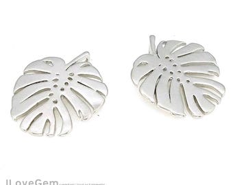 SALE/ 10pcs// NP-2005, Matt Rhodium, Monstera Leaf Pendant, Monstera Nekclace Pendant, Leaf Charm