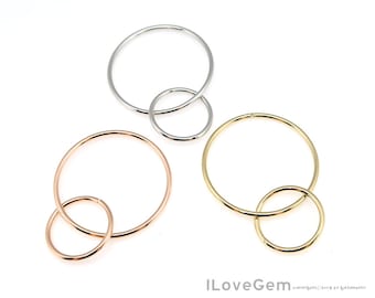 4pcs, NP-2143, 1.5mm Thickness, 30mm and 16mm, 2 Rings connector, Plain Double Ring, Interlocking, 2 Circle Link Pendant, Choose Colors