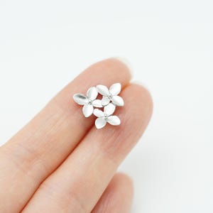 NP-232 Matt Rhodium Plated over Brass, Sakura Flower Earrings, Cherry Blossom Ear Stud, Wedding Jewelry, 925 sterling silver post image 4