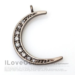 1pcs, NP-1318 Black Plated, Crescent Charm, Crescent Moon Pendant, Cubic Pendant, Cubic Moon Pendant
