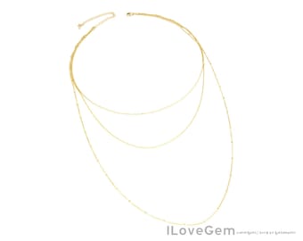 1pcs, NP-2226, 3 Layering Pre-made Necklace, Nickel Free Plated, 15" 18" 24" with 3 inch Extender Chain, Layered Necklaces