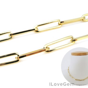50 cm, BC-2250, Paperclip Chain, Nickel Free Gold Plated, 22X6mm, 1.5 Rectangle Chains, Openable Link, Chain for Making Bracelet