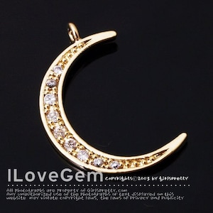 1pcs, NP-1318 Gold plated, Crescent Charm, Crescent Moon Pendant, Cubic Pendant, Layering Necklace Pendant
