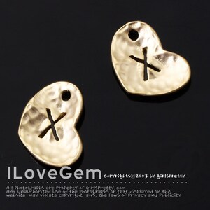 NP-1391 Matt Gold Plated, Heart, Pendant, Alphabet, X, 4pcs