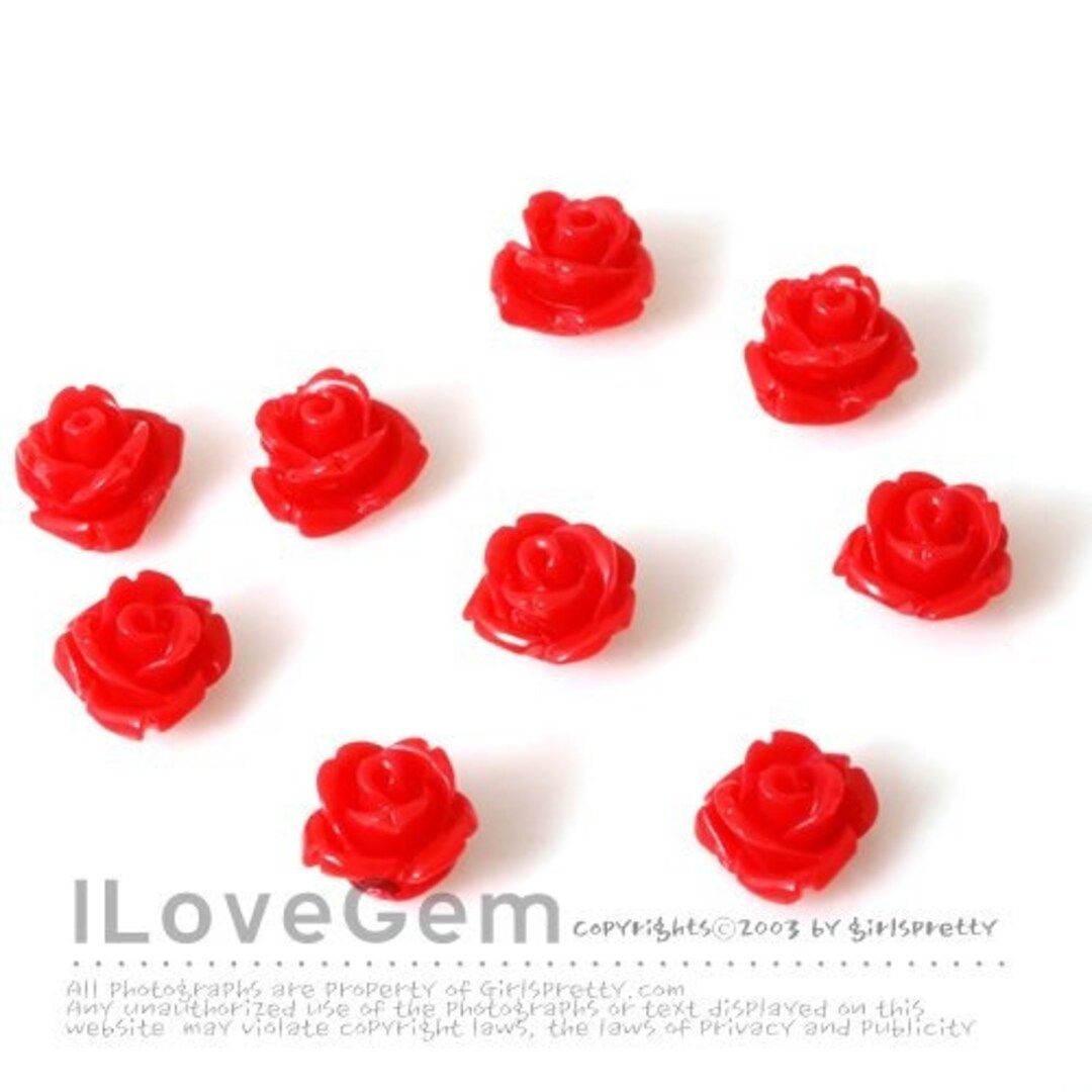 8pcs, RC150, Resin Flower, Red Color, 7mm, Mini Rose Flower