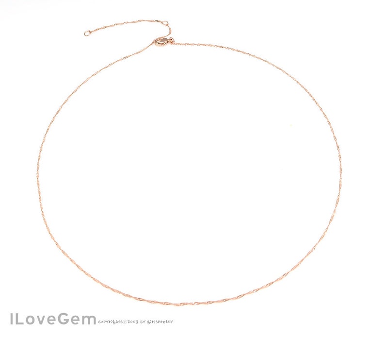 1mm Singapore Chain Rose Gold Plated D115 Chains NP-2075 18-20 Necklace Chain 18-20 inch chains 2pcs Twisted Thin Chain