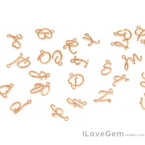 2pcs, NP-2150, Rose Gold Plated, Mini Initial Pendant, Tiny Alphabet Pendant, Initial Charm, Personalized, Choose letters
