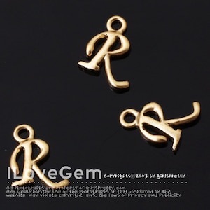 NP-1312 Matt Gold Plated, Initial Pendant, Alphabet Letters, R, 2pcs / Personalized alphabet initial necklace, anniversary jewelry