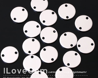 SALE/ 20pcs// NP-1812 Matt Rhodium Plated, 10mm, Flat Round, 2 Hole, Personalized Stamping Blank, Pendant
