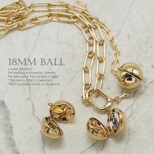 1pcs, NP-2252, Nickel Free Gold, 18mm Round Ball Locket Pendant, Large Locket Charm, Anniversary Necklace Supplies, Keepsake Pendant