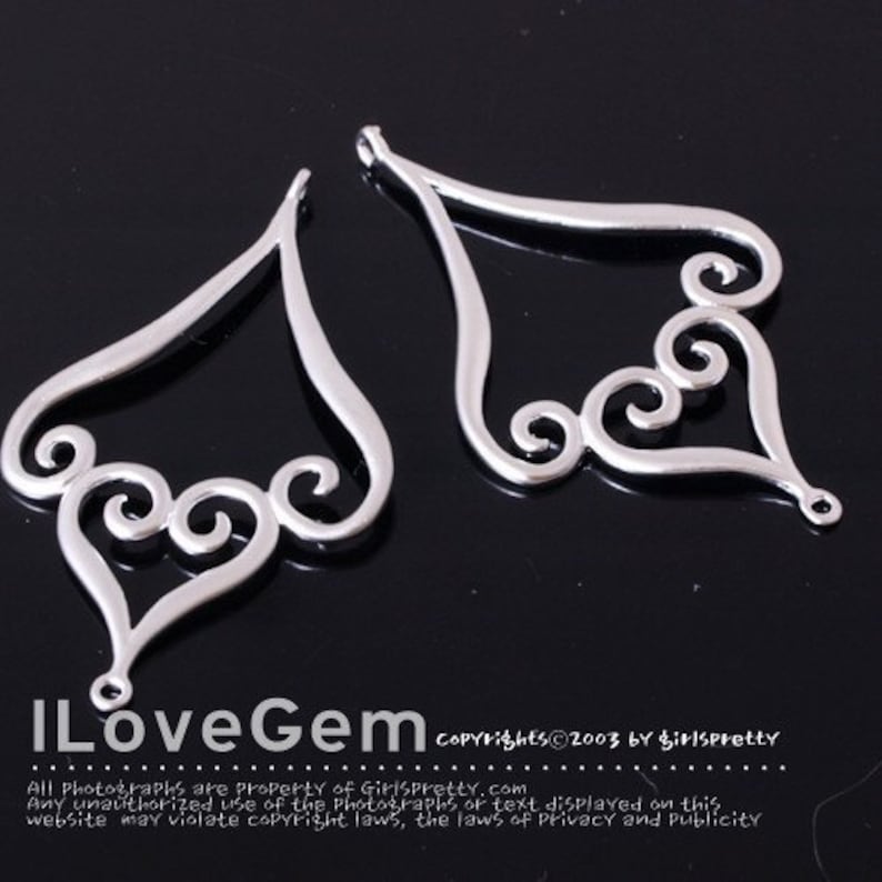 2pcs, NP-273 Matt Rhodium plated over BRASS, Pendant, Earrings Connectors