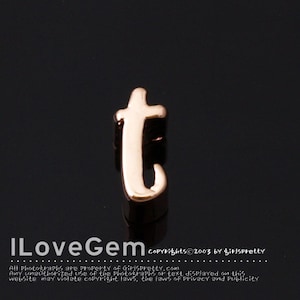 NP-1616 Rose Gold Plated, Cursive Alphabet, Lower case, Pendant, t, 2pcs/ Initial beads, Letter, Personalized, Customized jewelry