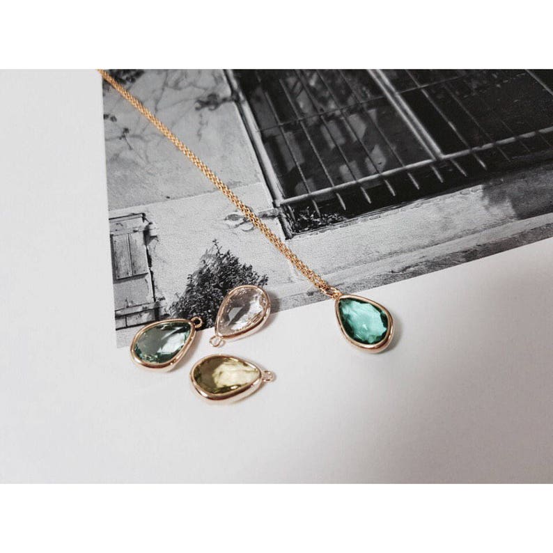 drop pendant pink jewelry Necklace brass leather cord kunzite