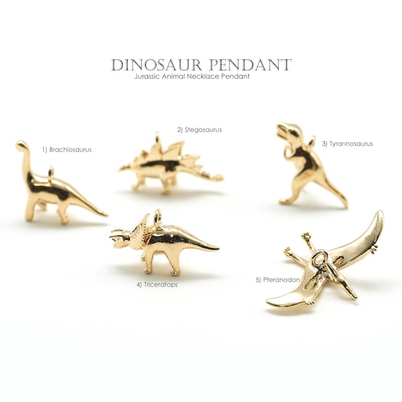Gold Dinosaur Pendant, NP-2626, Gold Plated Brass, Animal Charm