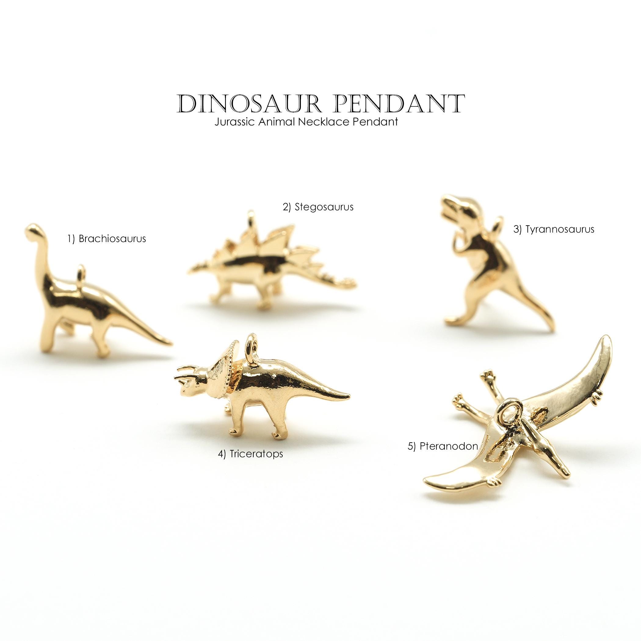 Gold Dinosaur Pendant, NP-2626, Gold Plated Brass, Animal Charm