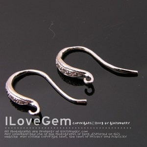 2pcs, lux96 Nickel free Rhodium plated over 92.5 sterling silver small earwire