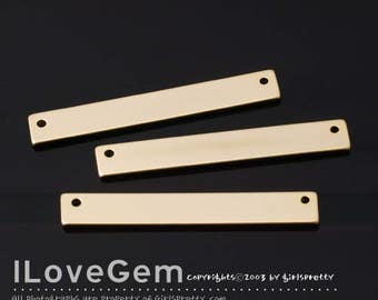 4pcs, NP-1894 Matt Gold plated, 34X5mm, Rectangle, metal Blank, Personalized Stamping Blank Bar, Necklace pendant, 2holes