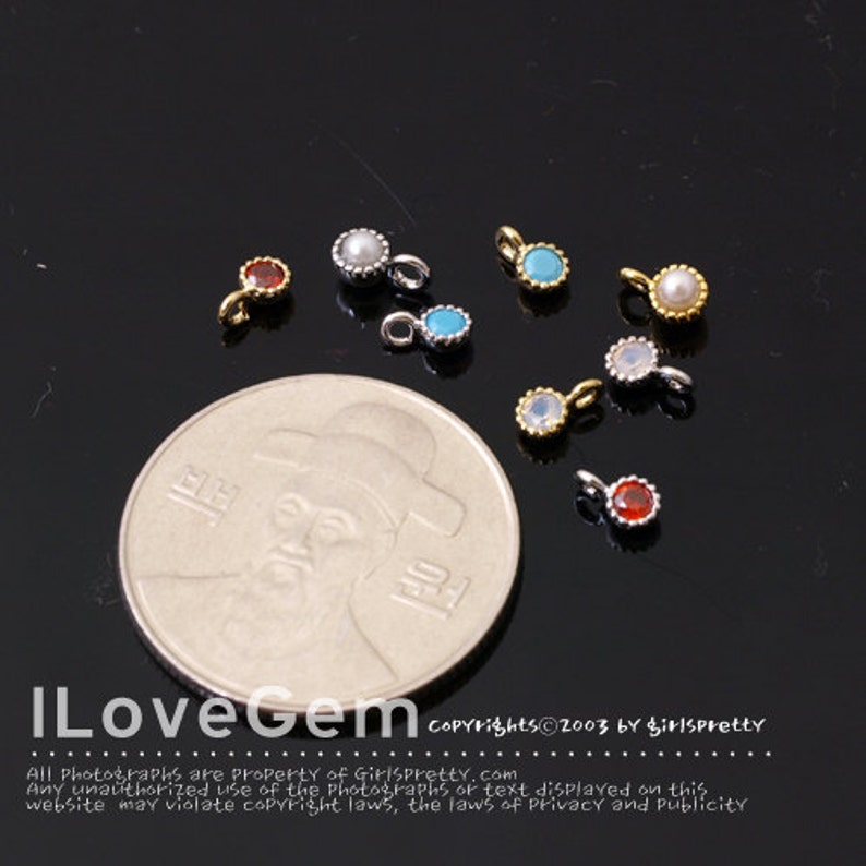 SALE 10pcs NP-1459 3.2mm Cubic Charm January Cubic Birthstone Gold Mini Birth Stone Pendant Garnet Add on Birth stone