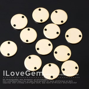 SALE/ 20pcs// NP-1812 Matt Gold Plated, 10mm, Flat Round, 2 Hole, Personalized Stamping Blank, Pendant