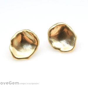 SALE /10pcs// NP-2069, Matt Gold plated, Oval shape Earrings, Ear stud, 925 sterling silver post
