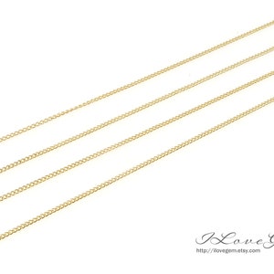 NP-2532, Nickel Free Gold plated over Brass, 125S Curb Chain, Very Thin Curb Chain, Unfinished Chain for Making Necklace Bracelet