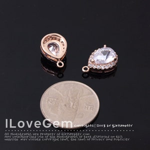 WSALE/ 10pcs// NP-1183, Rose Gold, Clear CZ, 11X16mm, M size, Cubic Drop Pendant, Cubic Charm, Bridesmaid Earrings, Bridal, Wedding Jewelry image 3