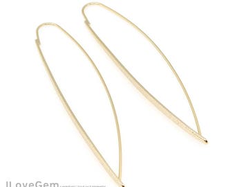 2pcs, NP-2056, Nickel Free Gold plated, Linear Earrings, Linear Ear hooks, Ear wires supply, Stick Earrings