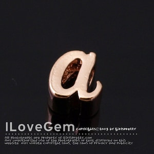 2pcs, a, NP-1616 Rose Gold Plated, Cursive Alphabet, Lower case, Pendant, Initial beads, Letter, Personalized, Customized
