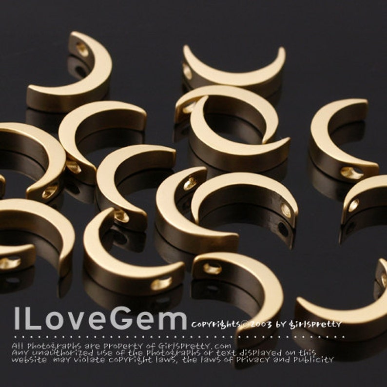 Mini Crescent Moon Beads Crescent Moon Pendant SALE10pcs NP-1745 Matt Gold Plated