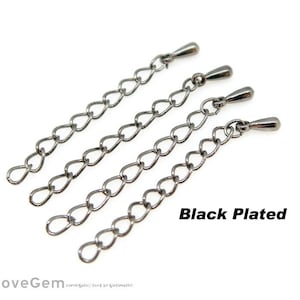 20pcs, NP-1529, 1.2&quot; Extender chain, Black, 3cm Necklace Extender chain with teardrop, 1.2 inch Extender, Bracelet Extender chain
